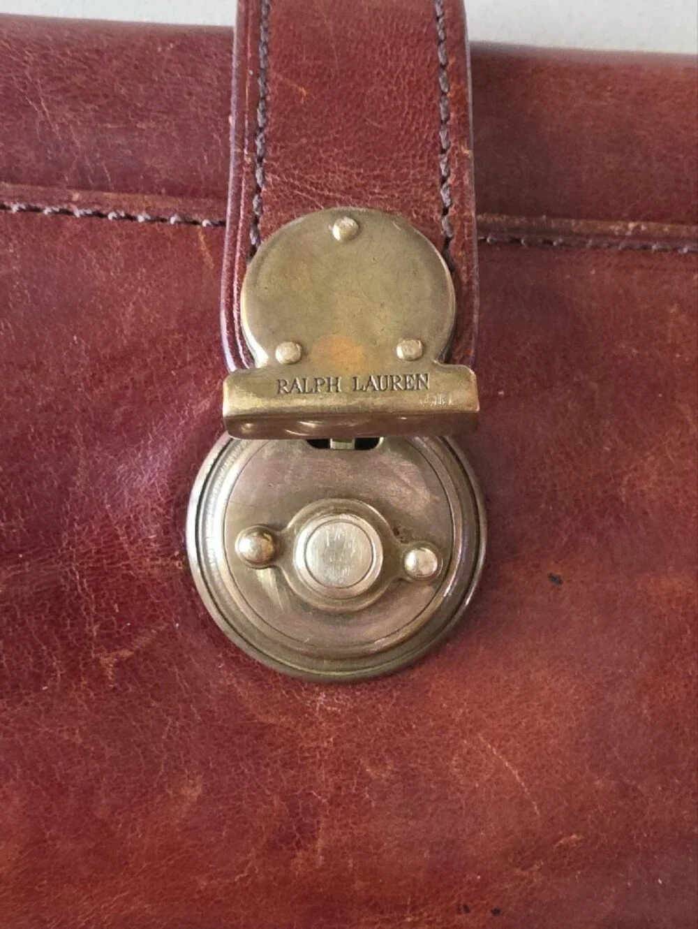Ralph Lauren Cognac Brown Leather Clasp Wallet